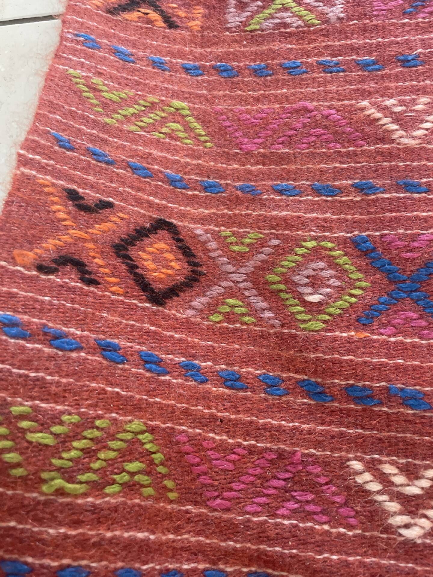 Handwoven wool Berber hallway rug, 240 x 52 cm