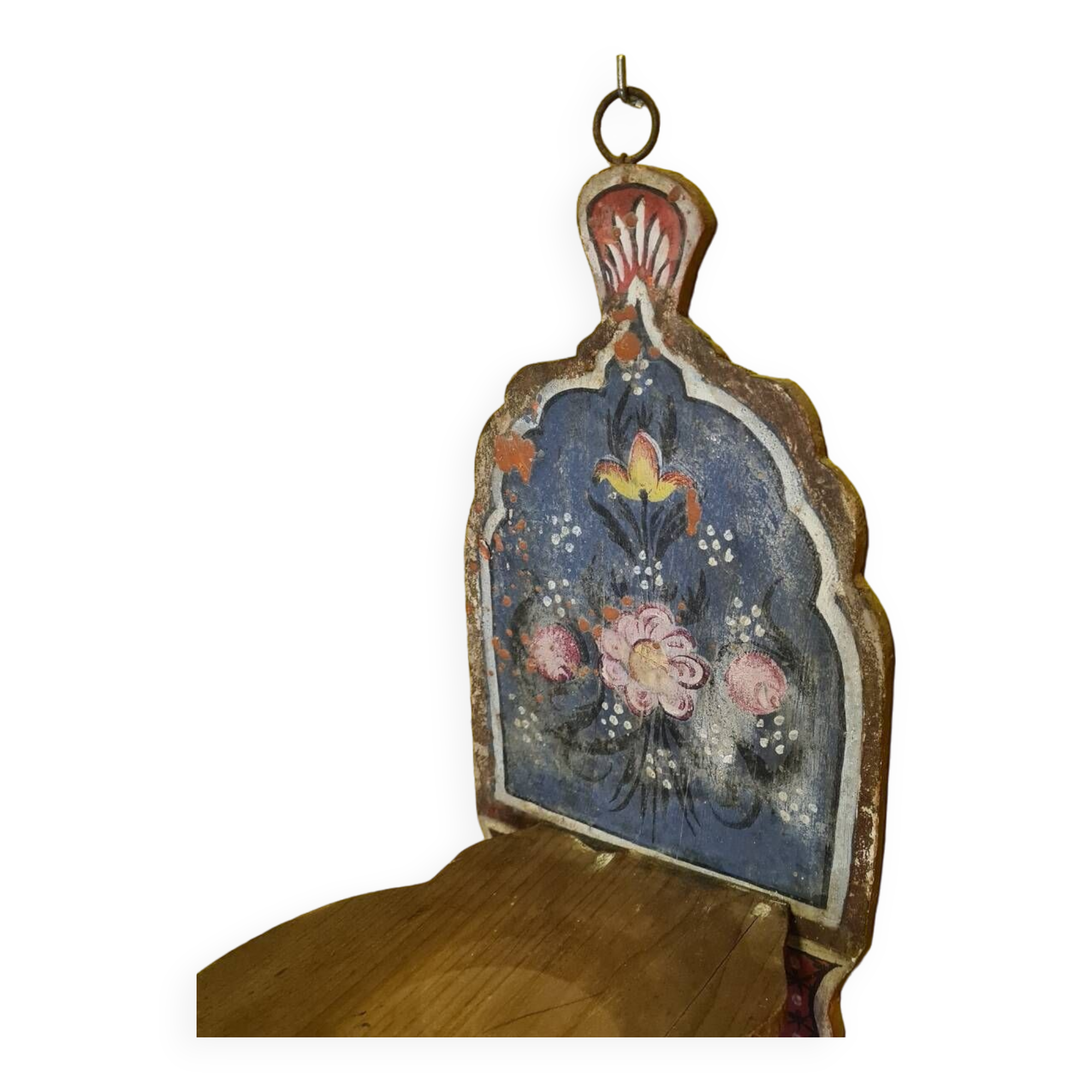 Floral painted wooden wall console, 2nd half of the 19th century