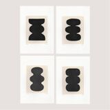 Collection of 4 black abstract paintings on paper signed eawy