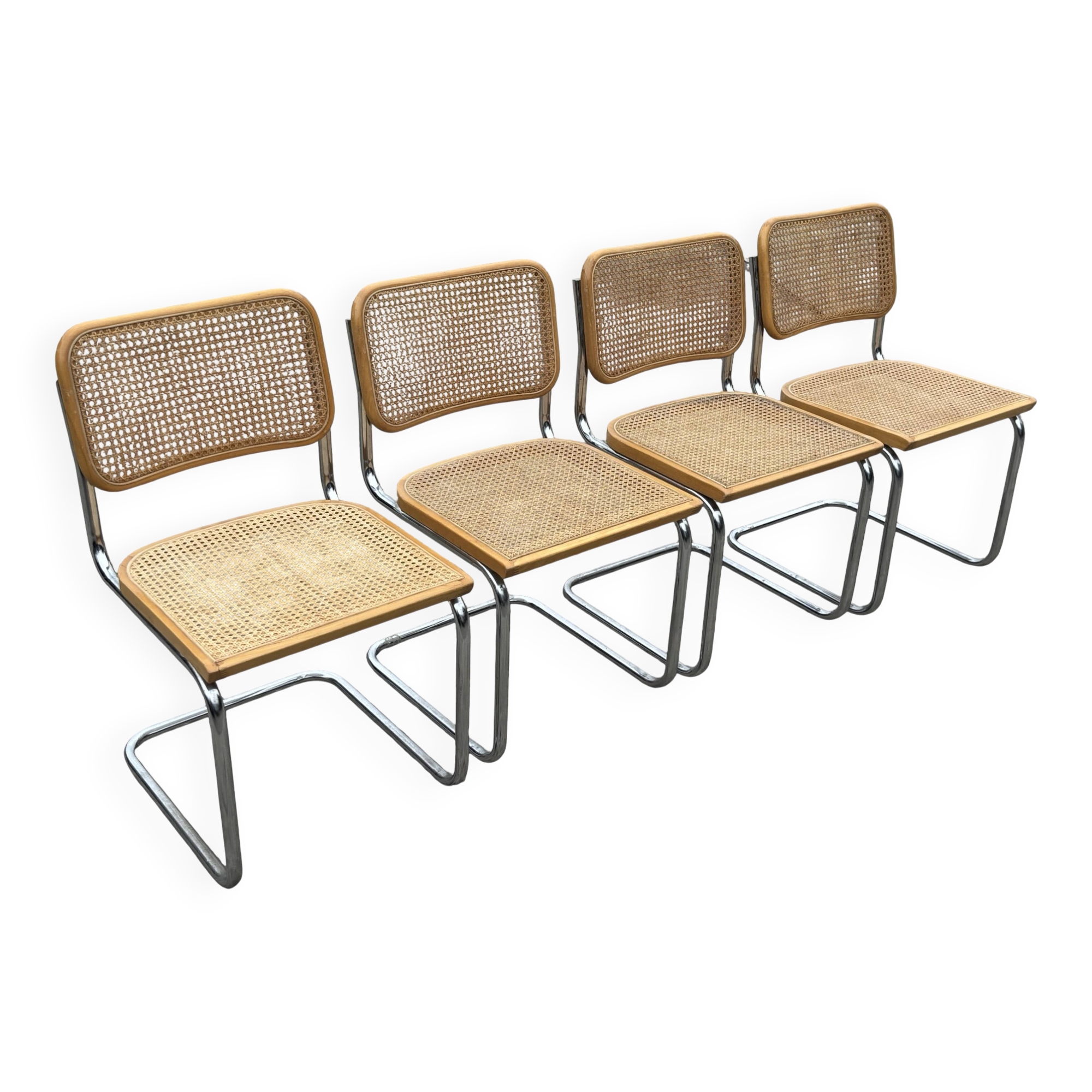 Set of 4 chairs Cesca B32 designed by Marcel Breuer design made in Italy