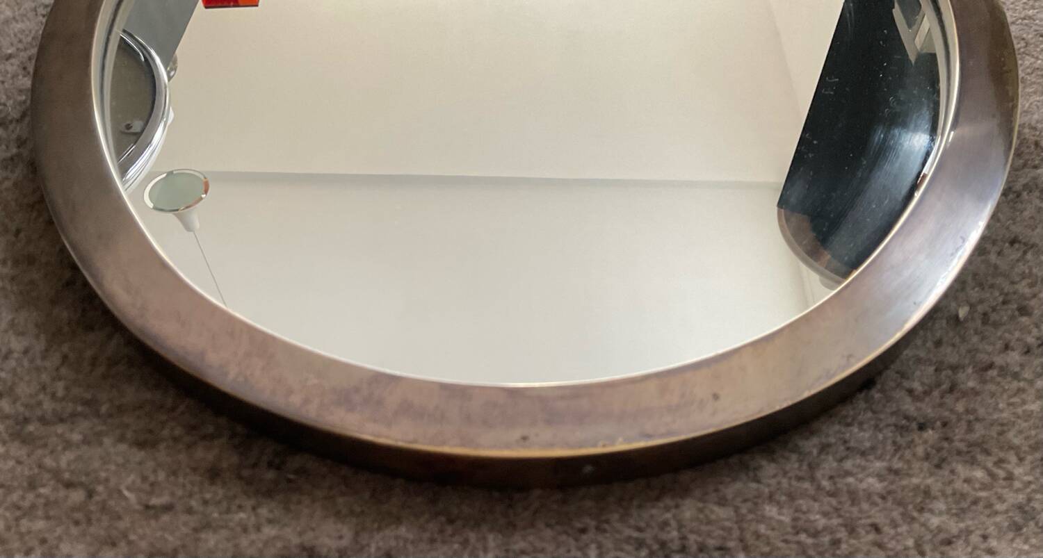 Vintage medallion mirror in solid bronze