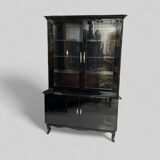 1950s black lacquered two-body display cabinet - bookcase