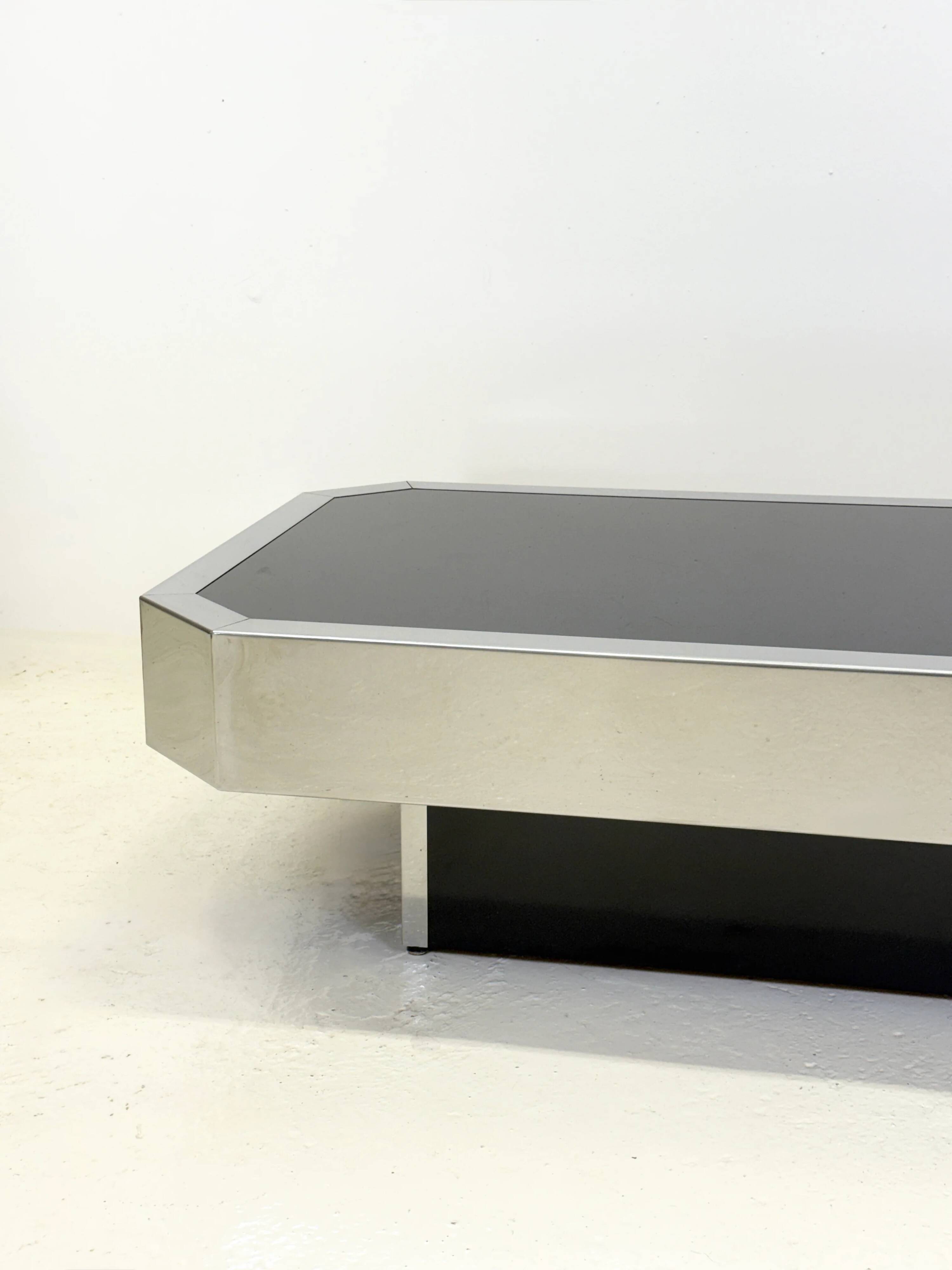 Table basse chromée DLG “Willy Rizzo”, Italie, 1970s