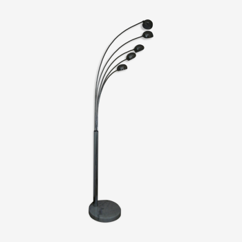 Floor lamp 5 branches inox base marble