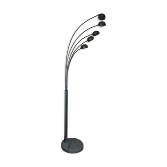 Lampadaire 5 branches inox socle marbre