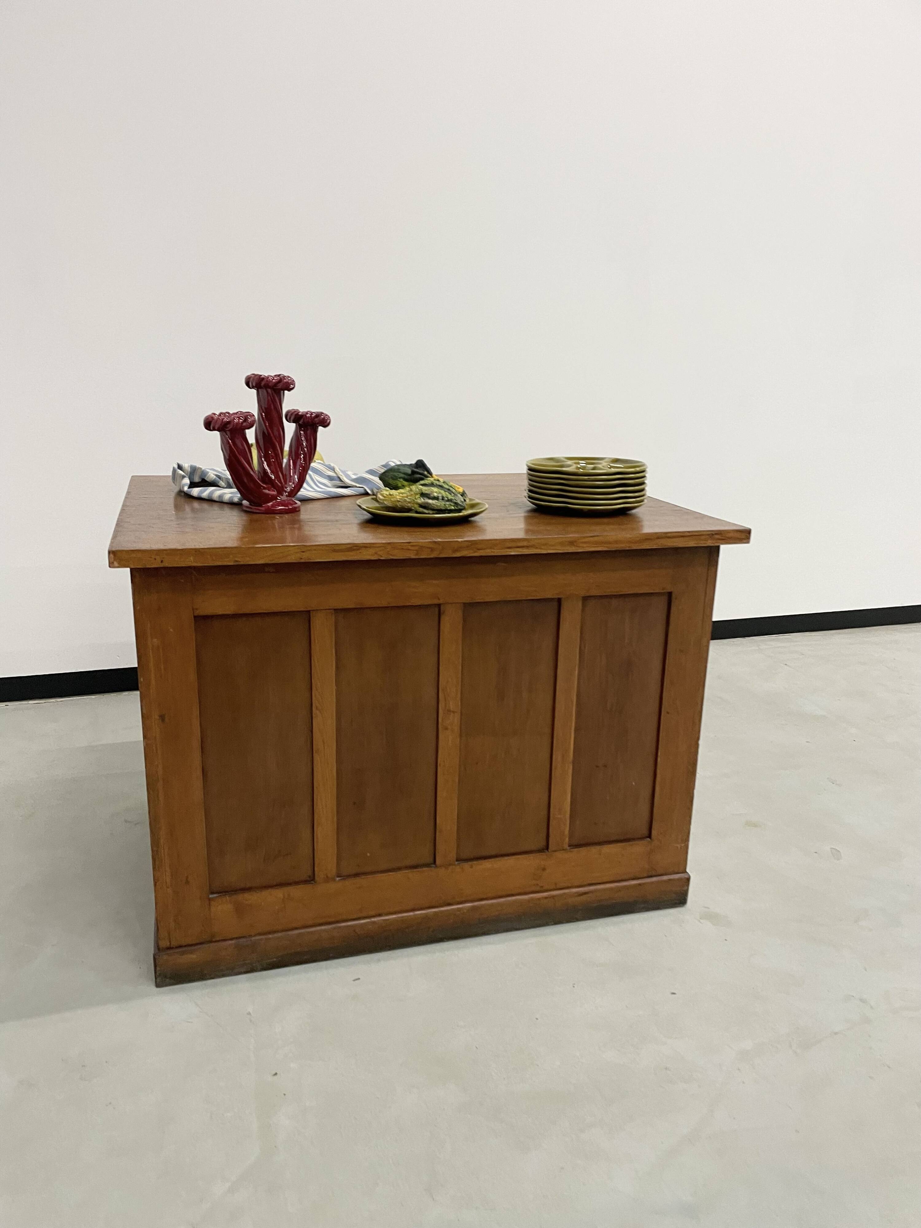 Oak and veneer counter or desk