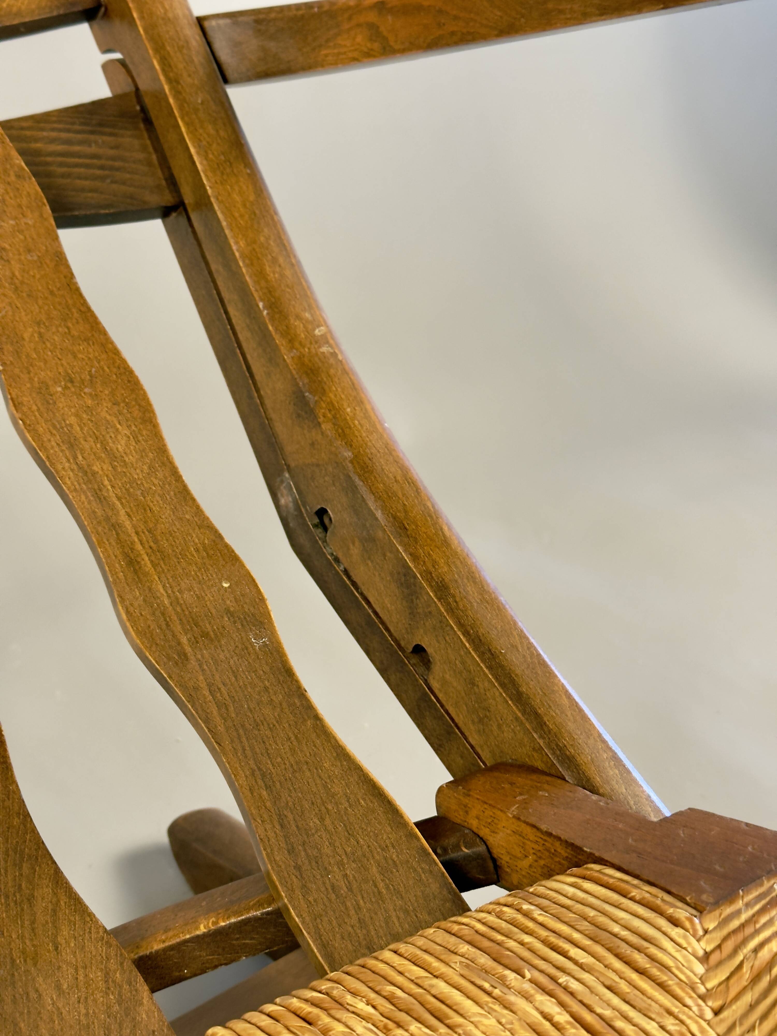 Folding armchair with woven seat – vintage French design