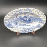 English earthenware dish with blue pattern