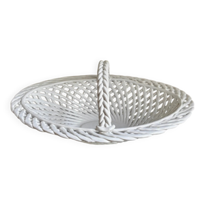 Panier ovale en faïence - blanche