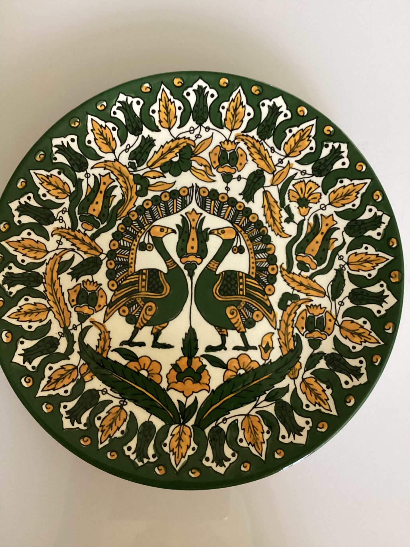 Decorative ceramic plate with bread motif, wall plaque from Jerusalem.