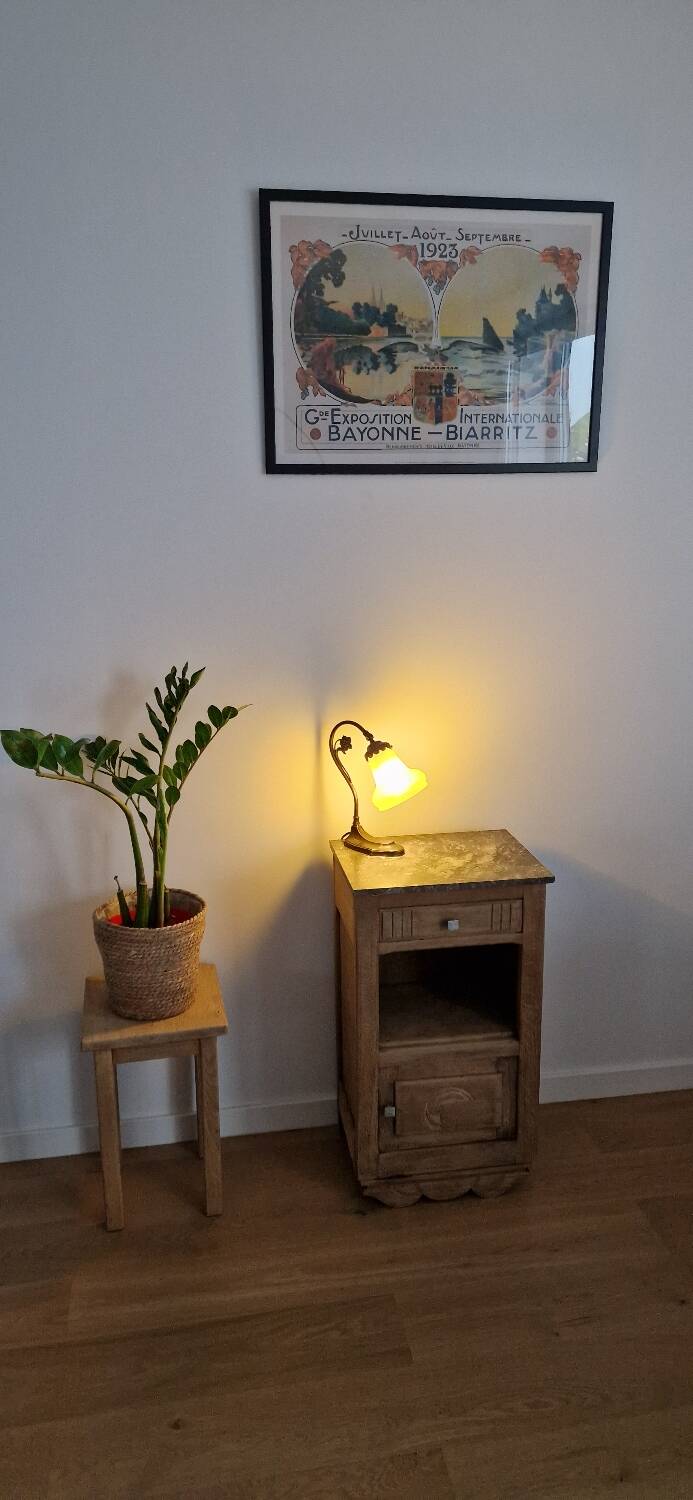 Art deco style oak bedside table from the 1920s