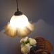 Opaline pendant light with vanilla caramel ruffles, 1950/60
