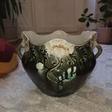 Jardinière in slipware signed by Gustave de Bruyn.