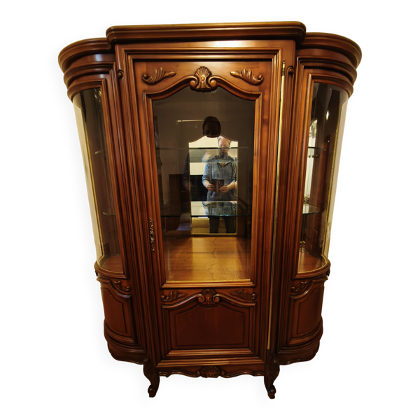 Argentier, vitrine en merisier massif