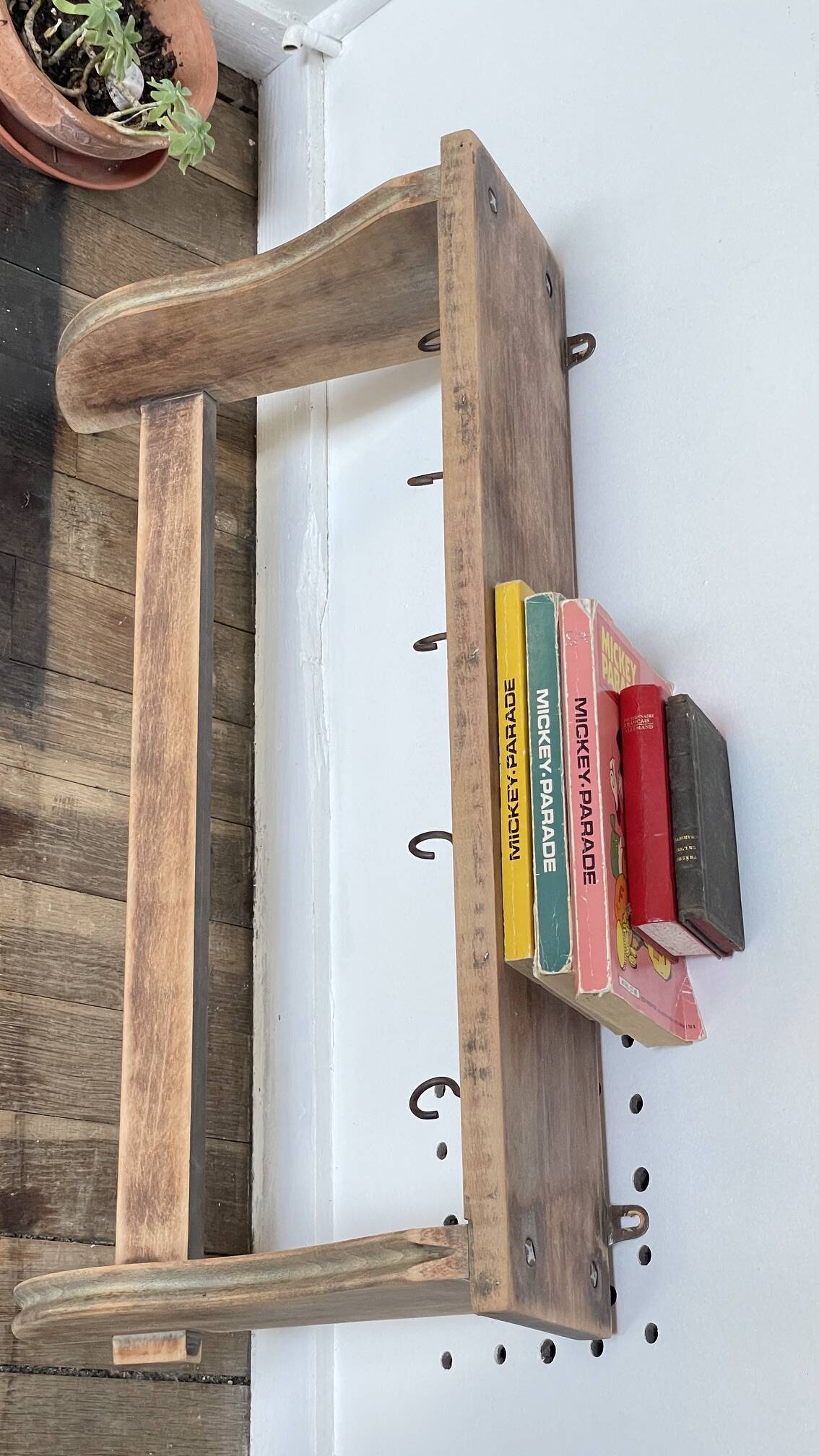 ETAGERE Vintage 5 Crochets BOIS Brut