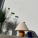 Wooden ball lamp with beige lampshade, 1980
