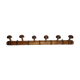 Ancien portemanteau rustique en bois tourné à l'imitation du bambou 1900, 6 patères
