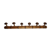 Old rustic wooden coat rack turned in imitation of bamboo 1900, 6 hooks