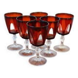 6 ruby red wine glasses