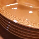 Set of 6 round plates with Gien France compartments