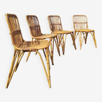 Set of four rattan chairs 1960