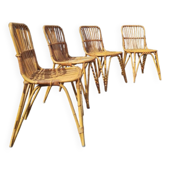 Set of four rattan chairs 1960