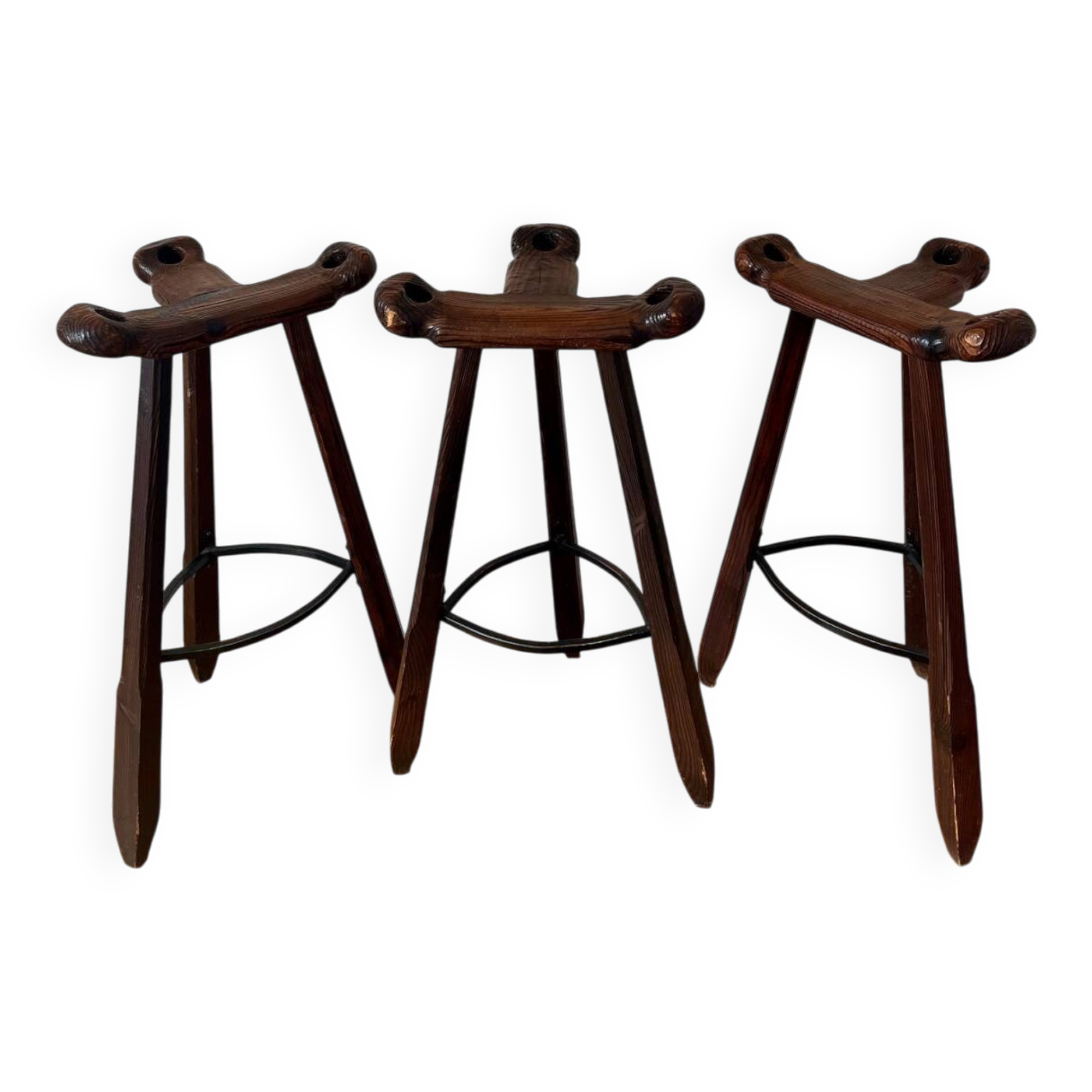 3 Spanish brutalist stools "Marbella" by Confonorm, from the 1970s.