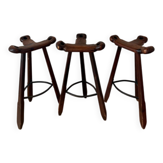 3 Spanish brutalist stools "Marbella" by Confonorm, from the 1970s.