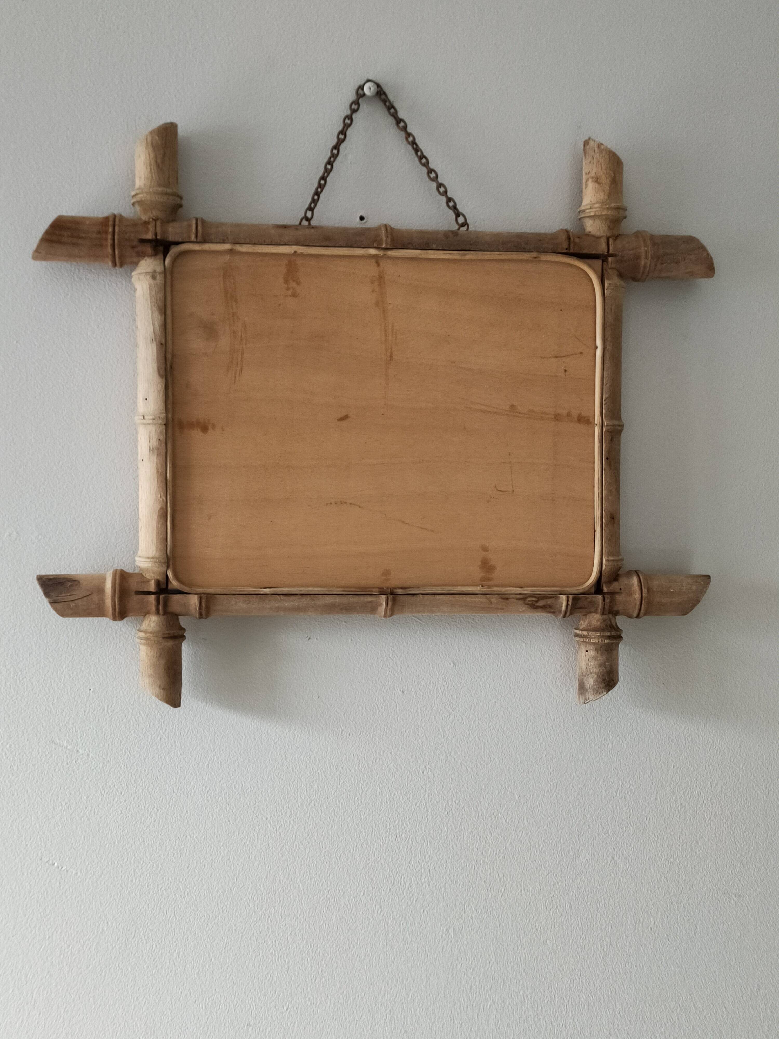 Antique mirror with faux bamboo