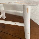 Small footrest bench in patinated white wood