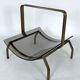 Fontana Arte, Mid-Century brass and curved glass magazine holder. Italy 1960s