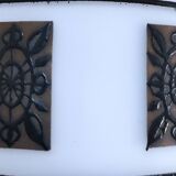Opaline lamp base frieze stylized flowers 70s
