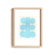Collection of 4 sky blue abstract paintings signed Eawy.