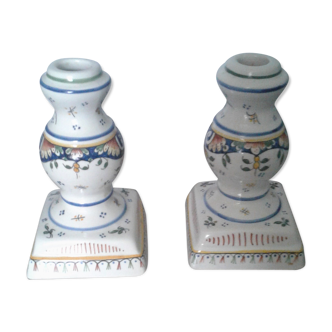 2 candlesticks in Faience by R.Delarue