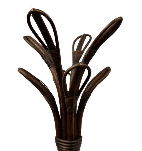 Free-standing rattan coat rack