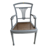 Chaise en bois, assise en rotin