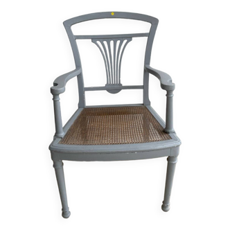 Chaise en bois, assise en rotin