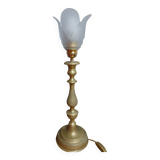 Table lamp with frosted glass tulip