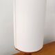 Vintage wooden lamp with white faux leather shade