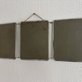 Vintage 1960s Arpin silver triptych barber mirror - 28 x 70 cm