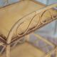 Vintage rattan serving table, two-tier side table.