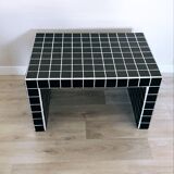 Side coffee table tile black joint white mosaic