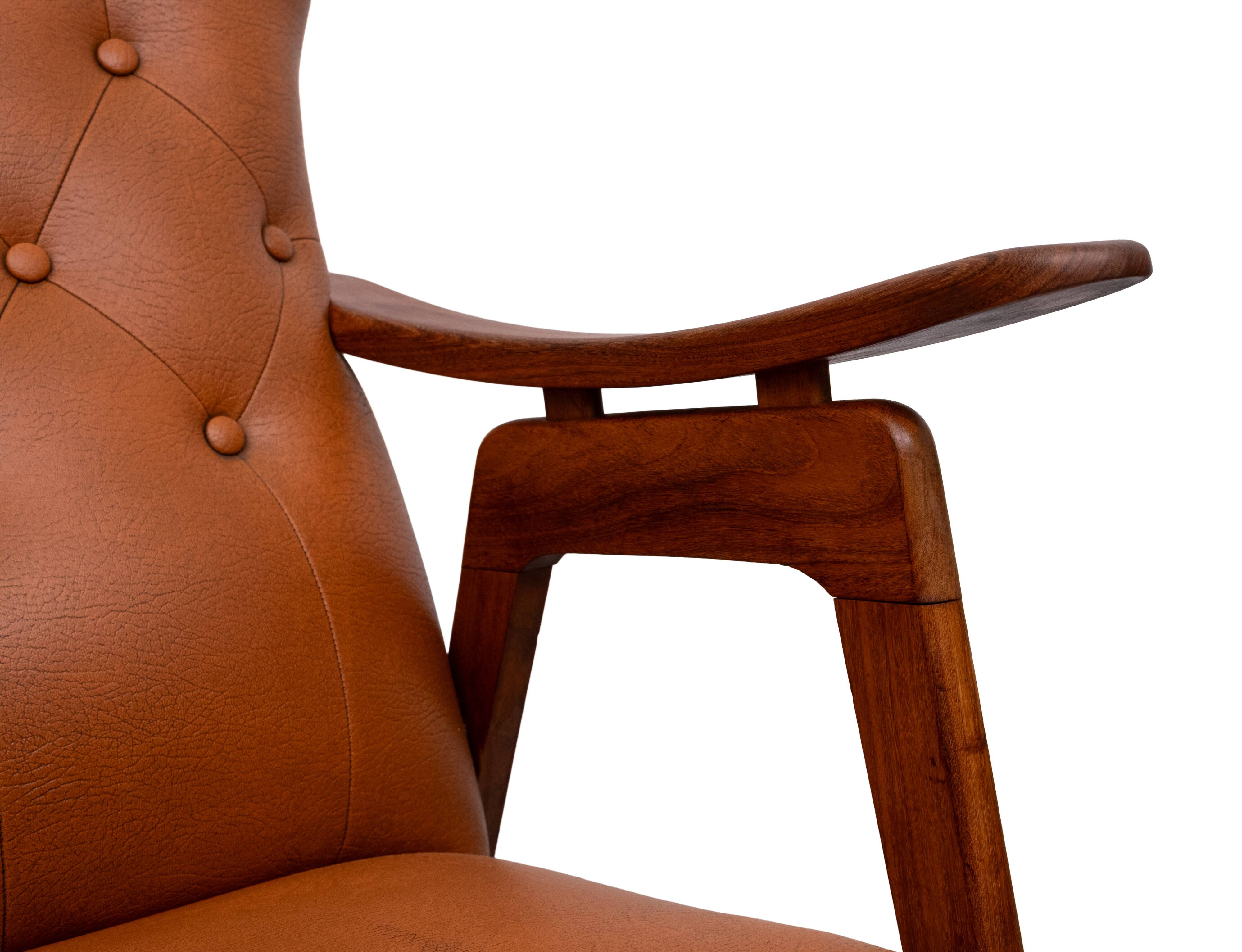 Teak Faux Leather Lounge chairs 1960s Holland