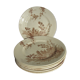 Set of 6 flat plates, Terre de Fer de Creil Montereau: Goldfinches