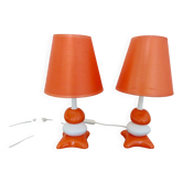 Pair of ceramic bedside lamps, 70s 80s design, vintage.