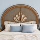 Large vintage headboard in woven rattan fan / Peacock 180cm