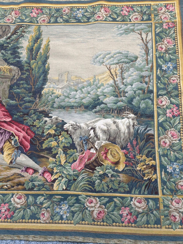 Tapisserie Jacquard de style Aubusson ''Berger Galant