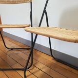70s rattan folding chairs