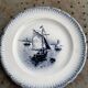 Set of 7 small dessert plates, Saint Amandinoire, Saint Amand decorated with sailboats