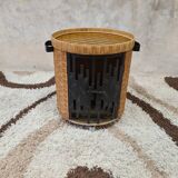 Vintage Rattan Brutalist Bar Cart